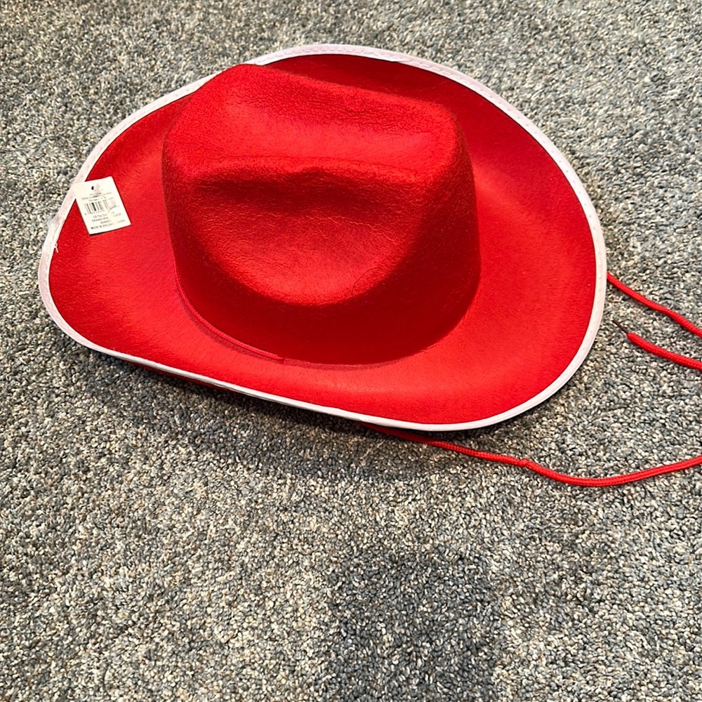 Kids Red Cowboy Hat with Chin Strap